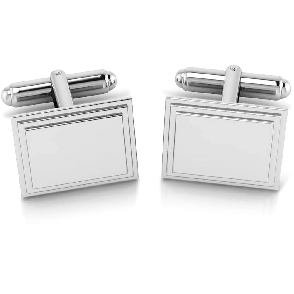 Krysaliis Sterling Engravable Stepped Edge Rectangle Cufflink
